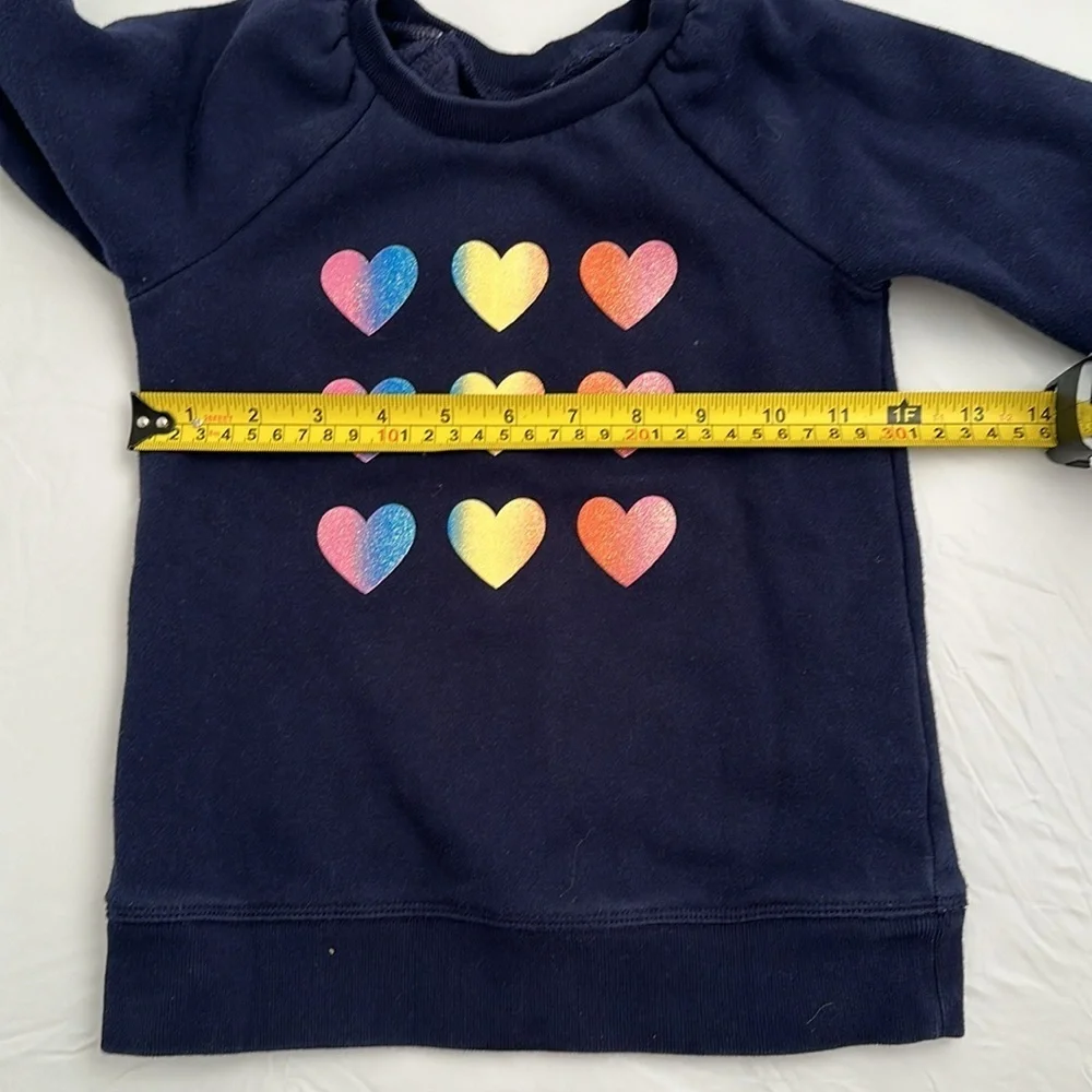 Gap navy blue multicolor heart graphic long sleeve crew neck pullover sweatshirt